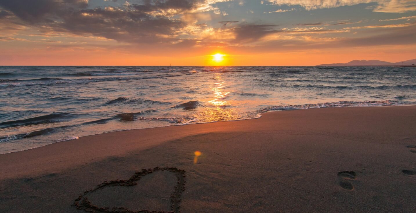 Sunset over Falassarna beach on the west coast of Crete, Greece.