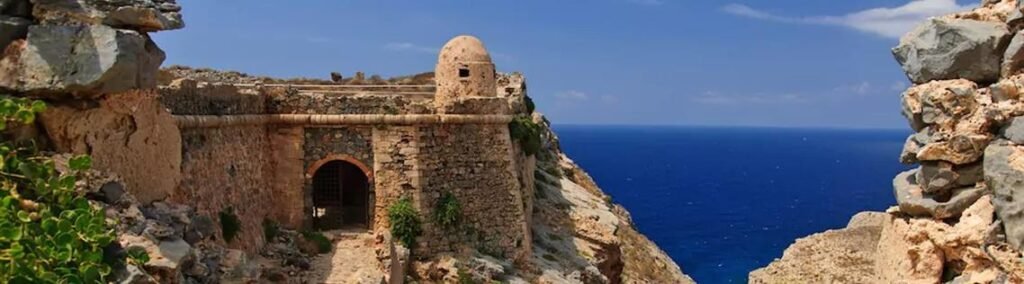 fortress on Gramvousa Island near Balos Lagoon, Chania, Crete, Greece.