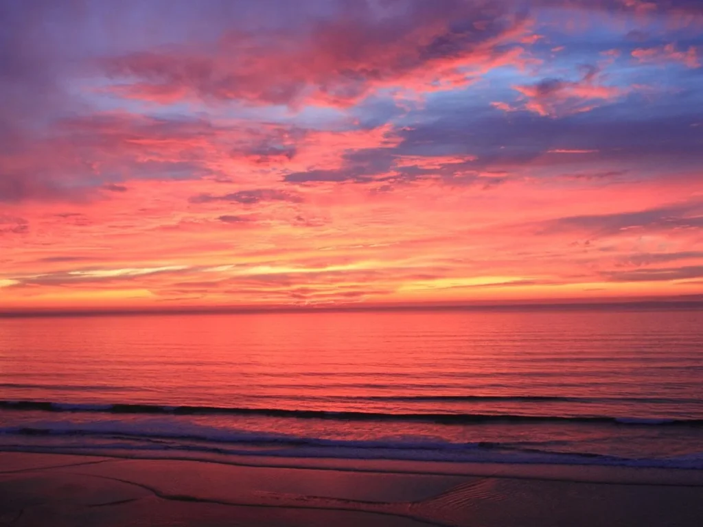 Sunset over Falassarna beach on the west coast of Crete, Greece.