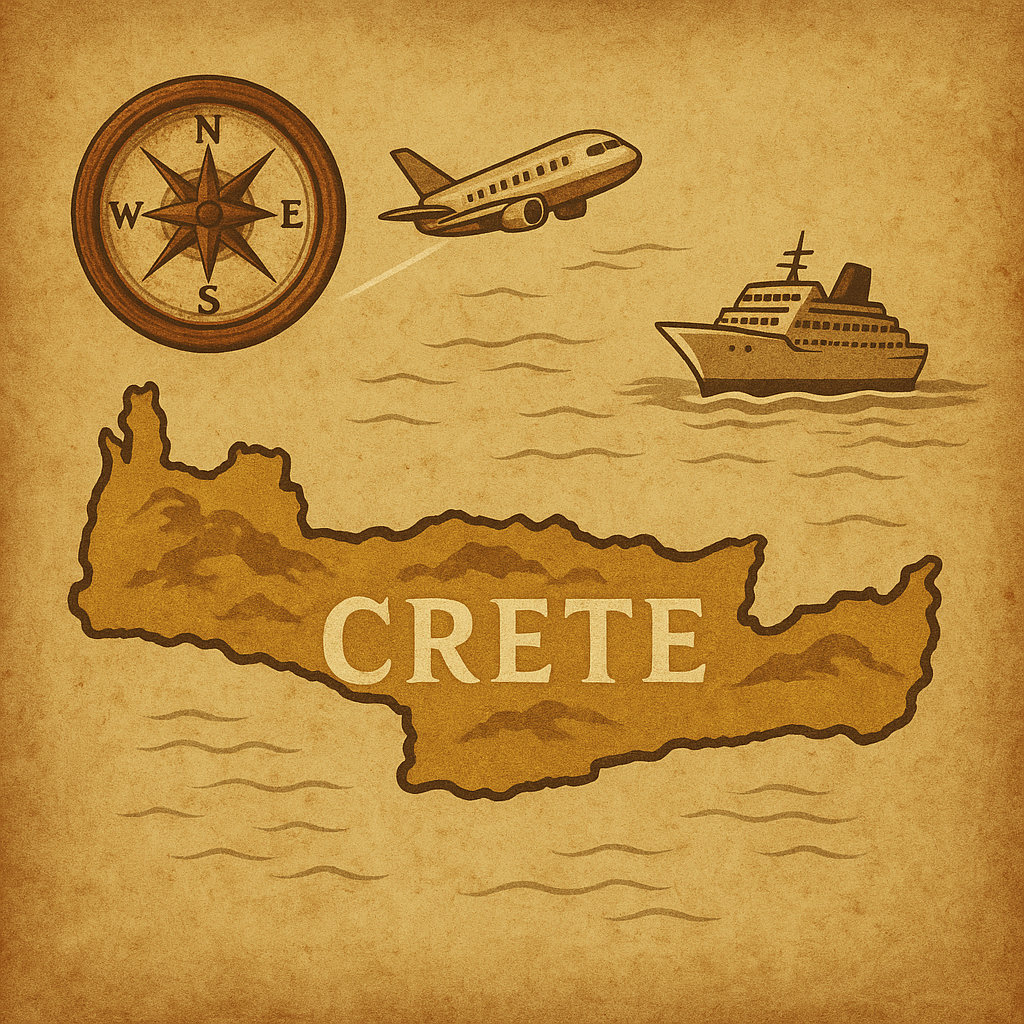 Flight arriving at Chania International Airport in Crete, Greece